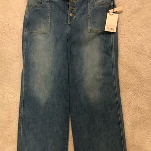 NYDJ Teresa wide leg ankle raw edge, button fly and Liftxtuck technology